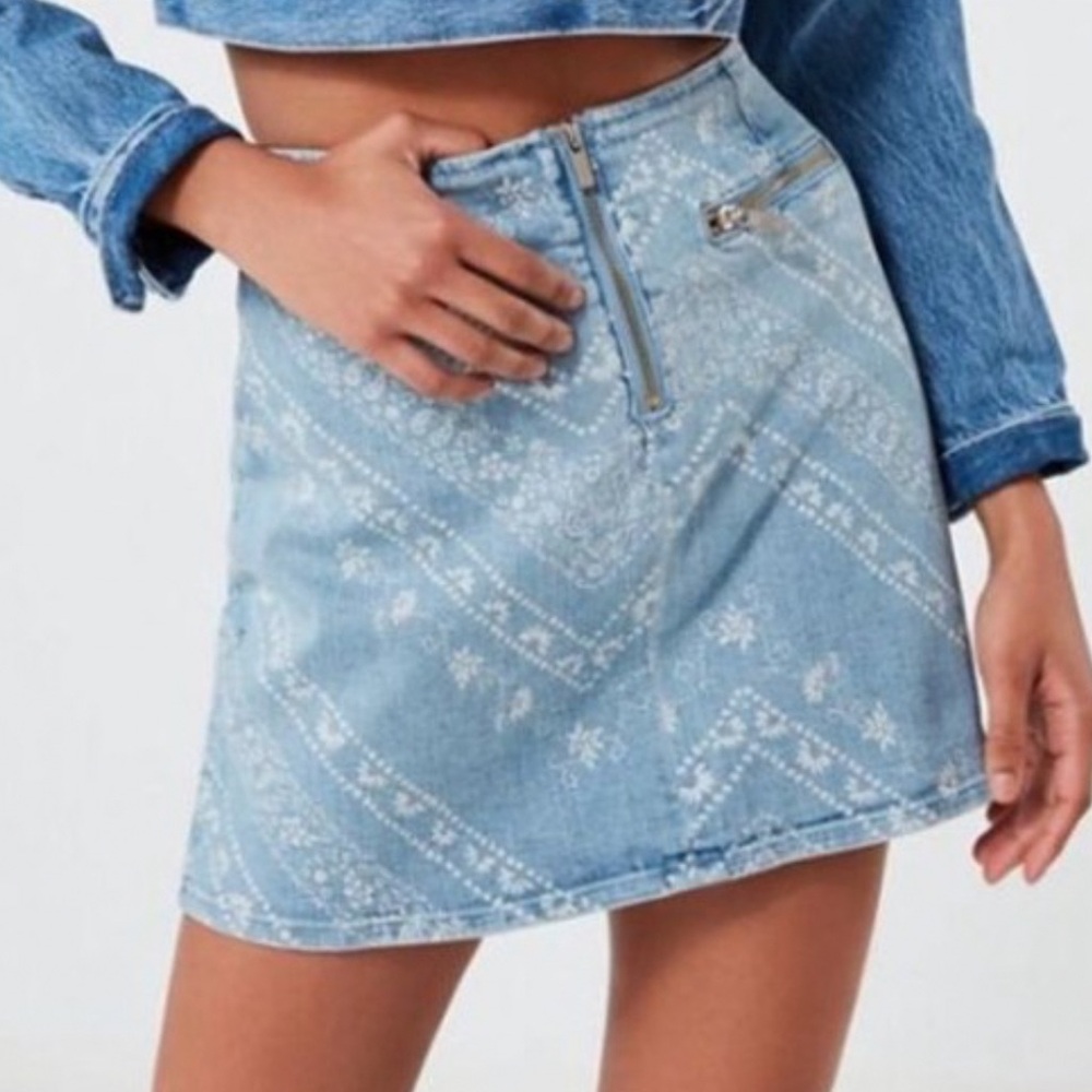 Urban Outfitters BDG Patterned Blue Denim Skirt